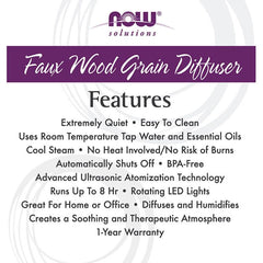 Now Foods - Ultrasonic Faux Wood Essential Oil Diffuser - 1 pc