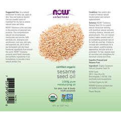 Now Foods - Sesame Seed Oil, Organic - 237 ml