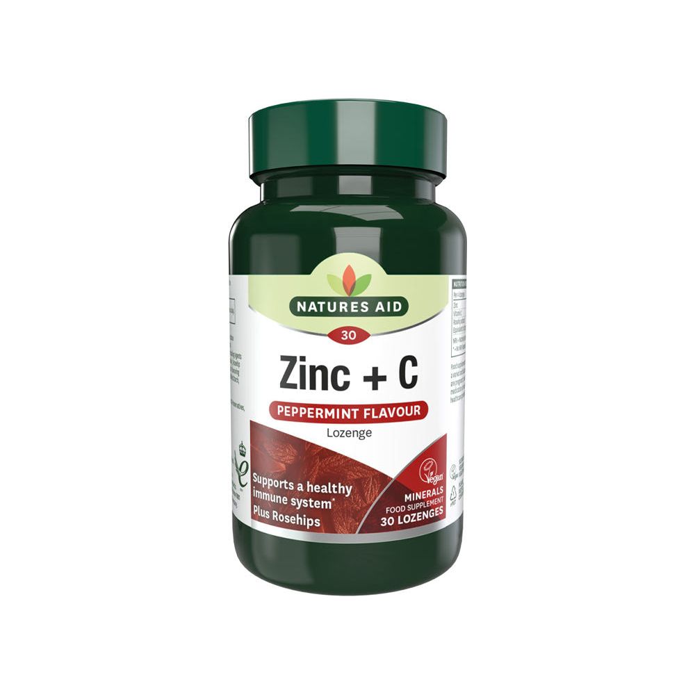 Natures Aid - Zinc + C Lozenge - Peppermint Flavour - 30