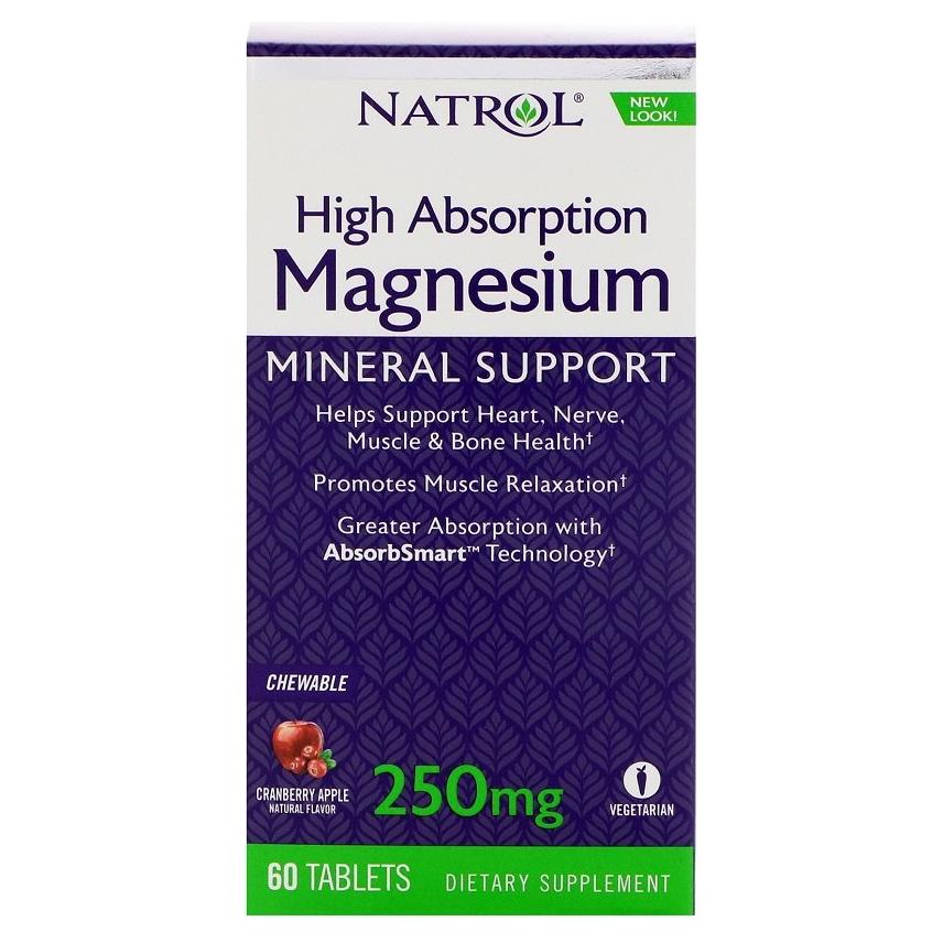 Natrol - Magnesium High Absorption, 250mg Cranberry Apple - 60