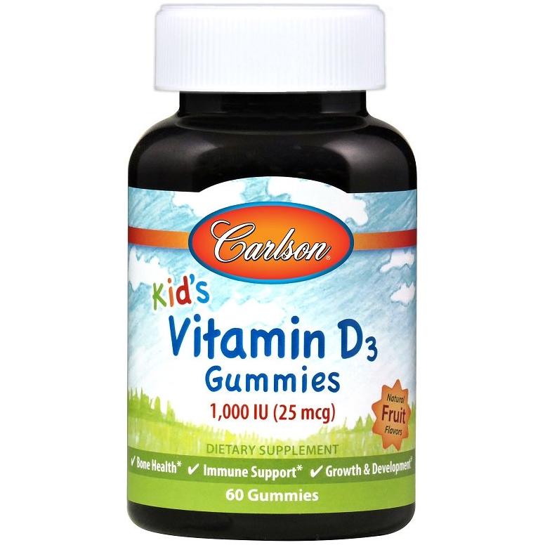 Carlson Labs - Kid's Vitamin D3 Gummies, 1000 IU Natural Fruit