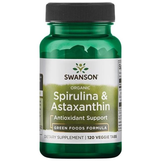 Swanson - Spirulina & Astaxanthin, Organic - 120 veggie tabs