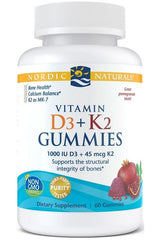 Nordic Naturals - Vitamin D3+K2 Gummies, Pomegranate - 60