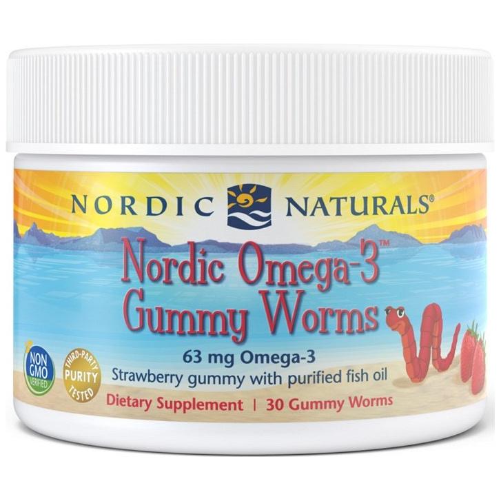 Nordic Naturals - Nordic Omega-3 Gummy Worms, 63mg Strawberry -