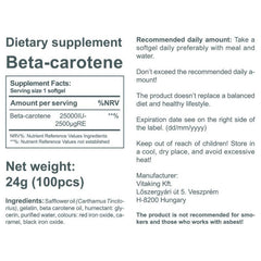 Vitaking - Beta-Carotine Provitamin-A – 25,000 IU - 100 Softgels