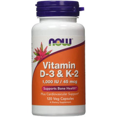 NOW Foods - Vitamin D-3 & K-2 - 120 vcaps