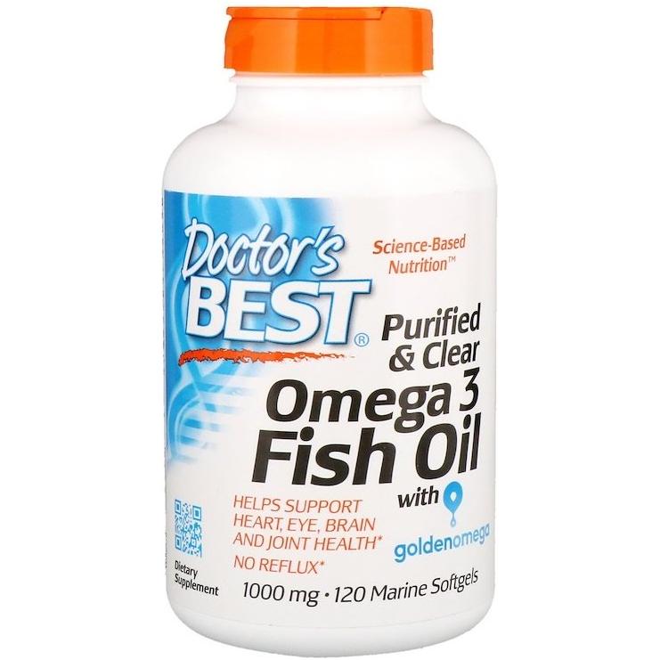 Doctor's Best - Purified & Clear Omega 3 Fish Oil, 1000mg - 120