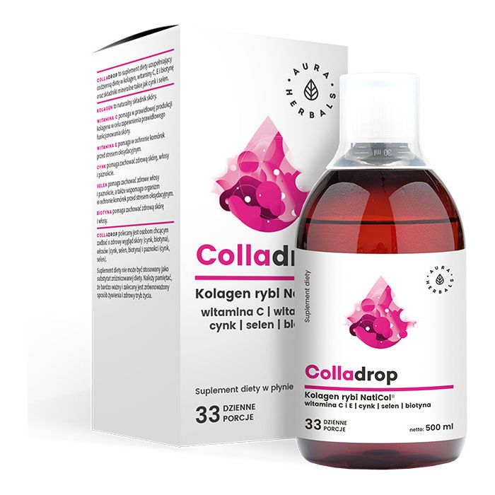 Aura Herbals - Colladrop, Liquid Fish Collagen + Vitamin C (500