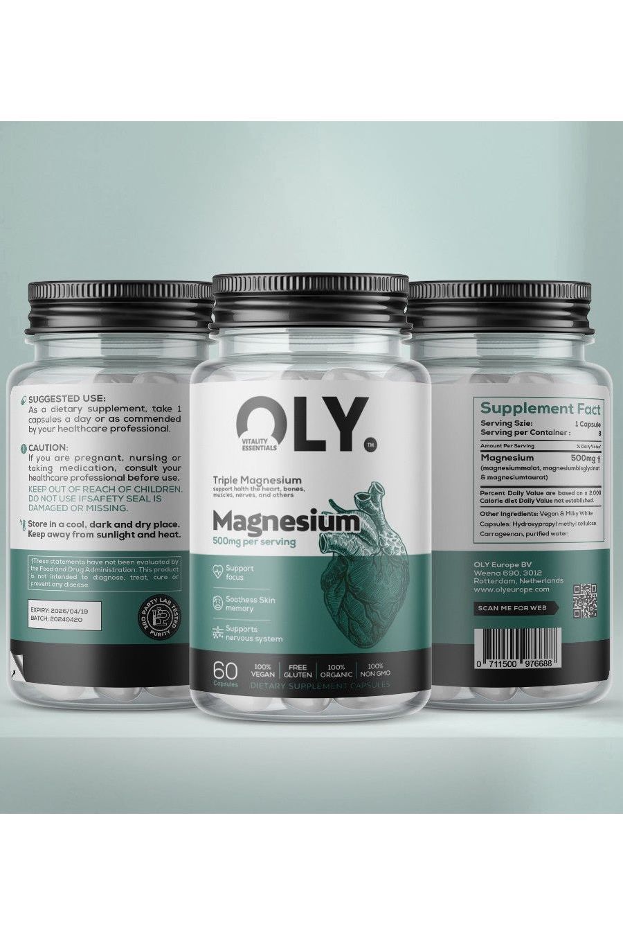 Oly - Triple Magnesium, 500mg - 60 vcaps