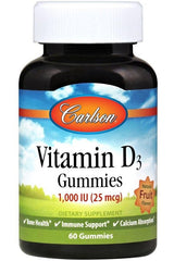 Carlson Labs - Vitamin D3 Gummies, 1000 IU Natural Fruit - 60