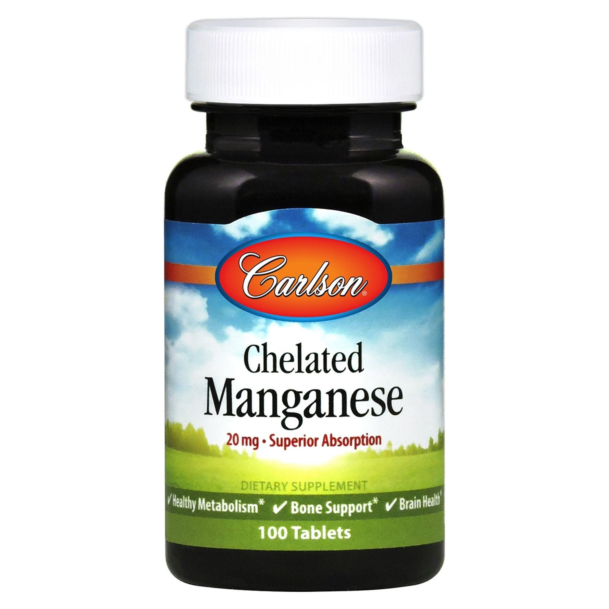 Carlson Labs - Chelated Manganese, 20mg - 100 tablets