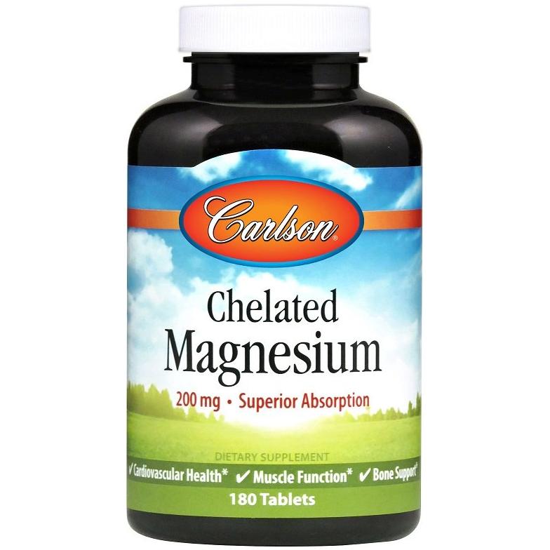 Carlson Labs - Chelated Magnesium, 200mg - 180 tablets