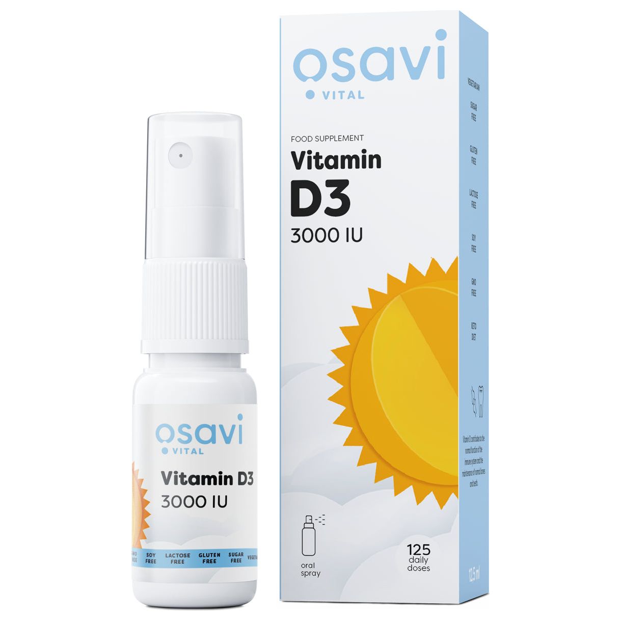 Osavi - Vitamin D3 Oral Spray, 3000IU - 12.5 ml.