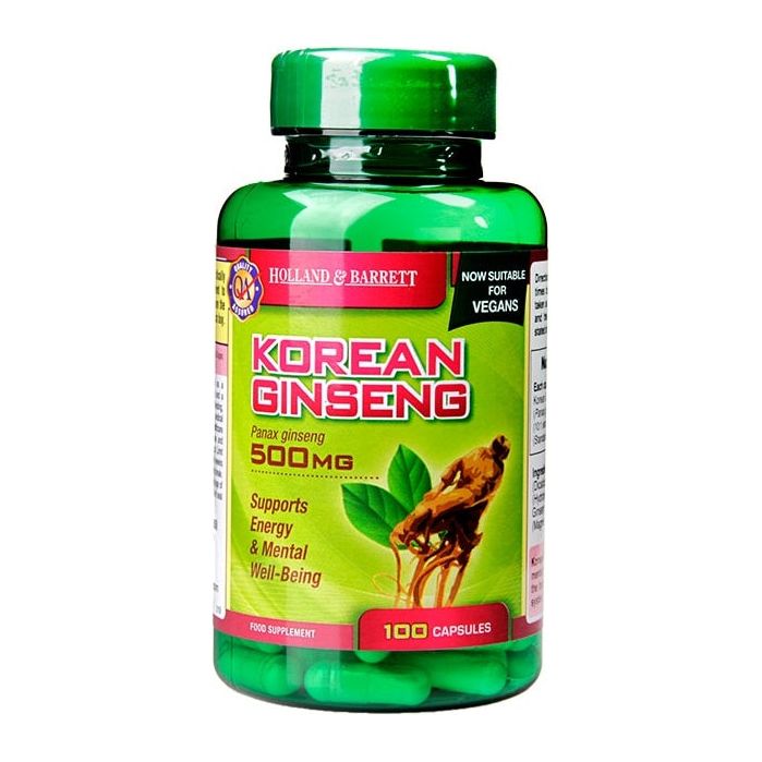 Holland & Barrett - Korean Ginseng 500mg - 100 caps