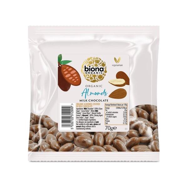 Biona Organic - Milk Chocolate Coated Almonds - 70g