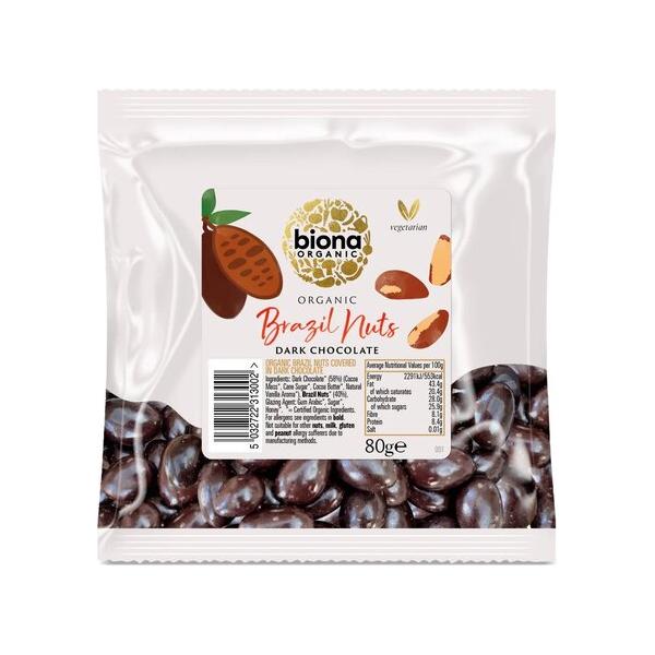 Biona Organic - Dark Chocolate Coated Brazil Nuts - 80g