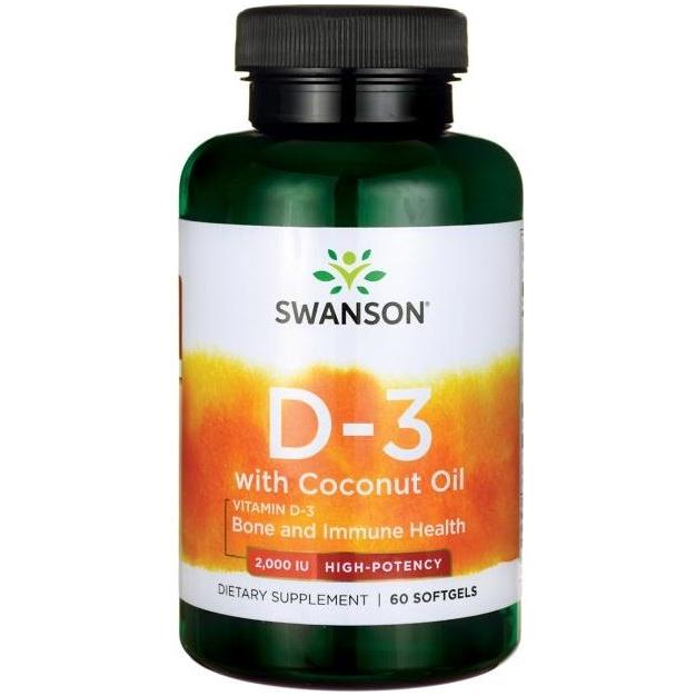 Swanson - Vitamin D-3 with Coconut Oil, 2000 IU - 60 softgels