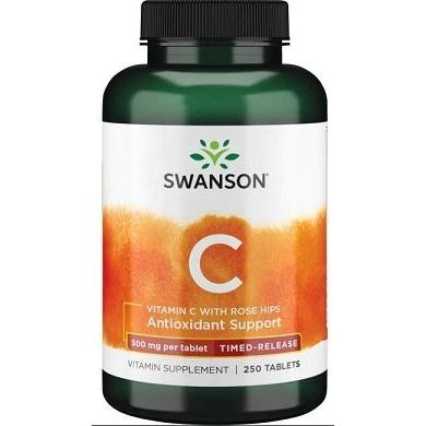 Swanson - Vitamin C with Rose Hips - Timed-Release, 500mg - 250